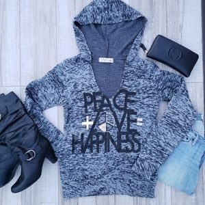 Peace Love Happiness Cozy Fuzzy Hoodie Sweatshirt